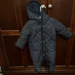 Ralph Lauren Quilted Navy Baby snowsuit/ Hooded Barn Bunting